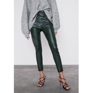Zara Faux Green Leather Legging
